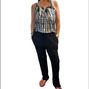 Venus Tie Dye black pockets jumpsuit.Size S
